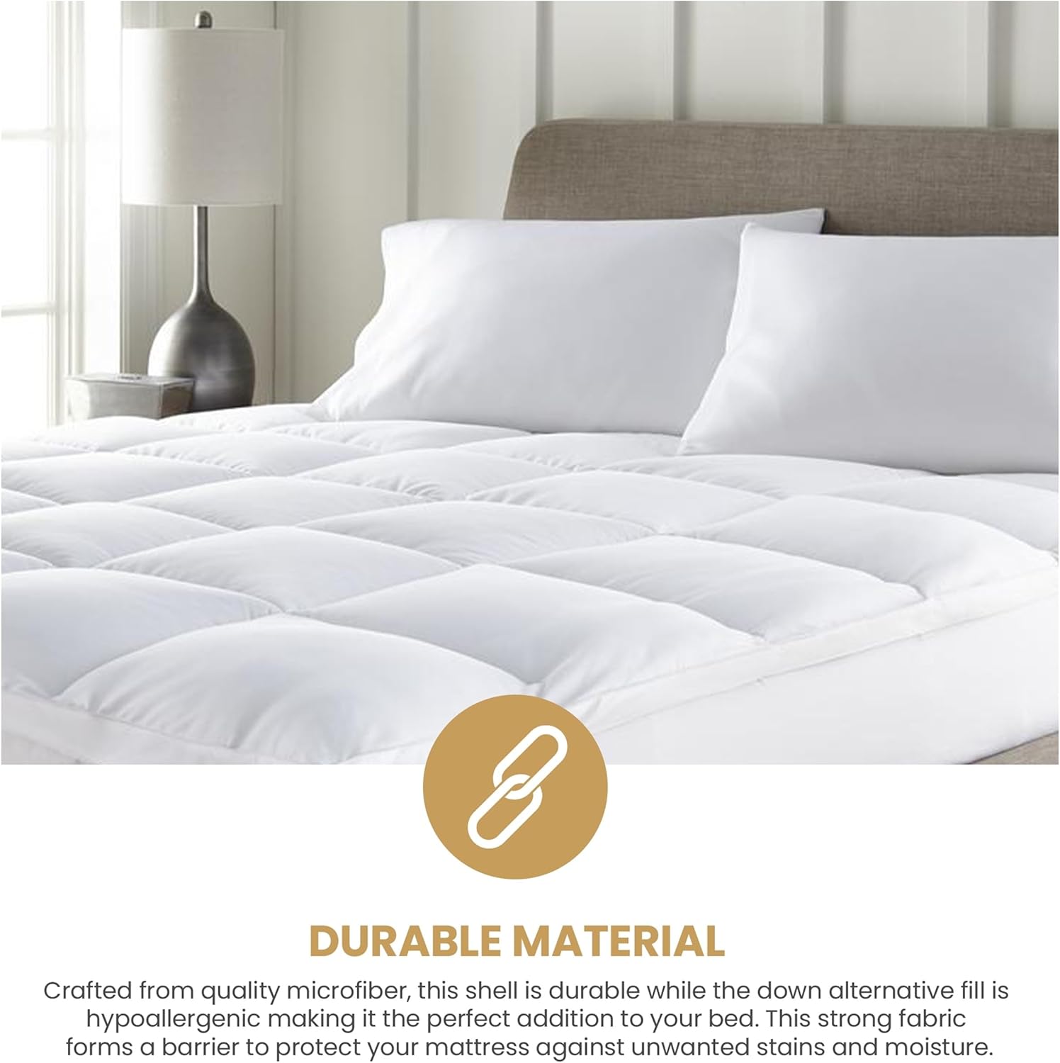 Superior Cubrecolchón, alternativa al plumón, almohada de cama de 2 pulgadas de profundidad, almohadilla cómoda, protector de colchón esponjoso,