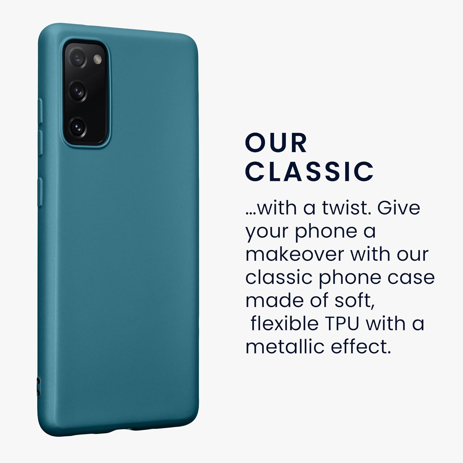 kwmobile Funda compatible con Samsung Galaxy S20 FE – Funda de silicona TPU metálica suave y delgada – Azul caribeño metálico