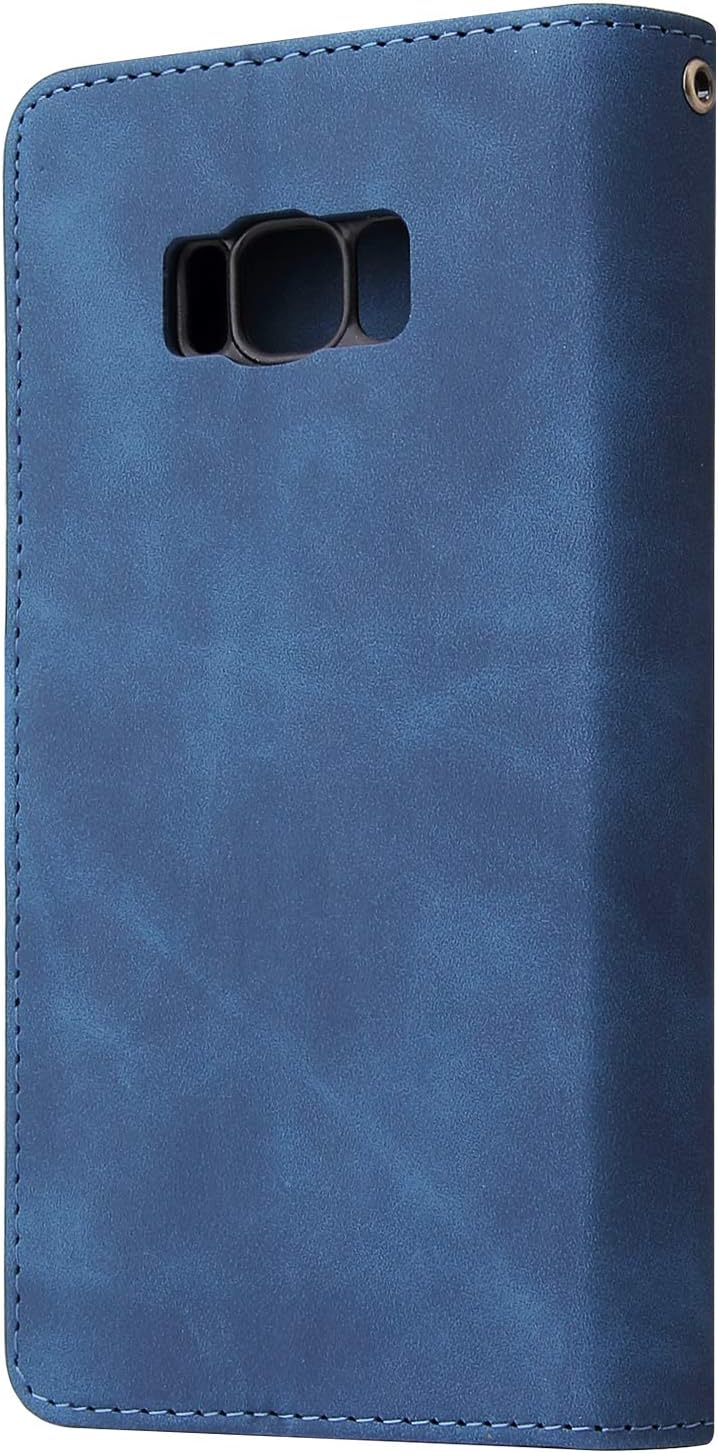 UEEBAI Funda tipo cartera para Samsung Galaxy S8, de piel sintética vintage de alta calidad, cierre magnético, bolsillo con cremallera, ranuras para