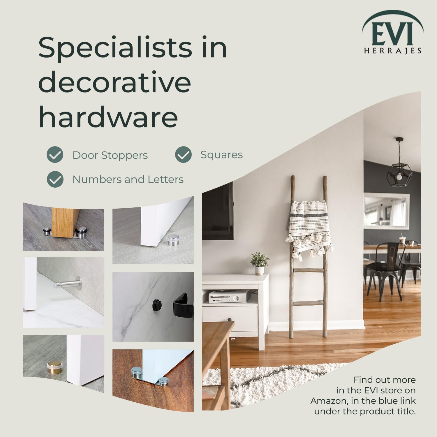 Evi Herrajes  Tope de puerta de acero inoxidable  W 0,79 pulgadas h0,99 pulgadas  Alta calidad y duradero  Fijación de tornillo  Protección de