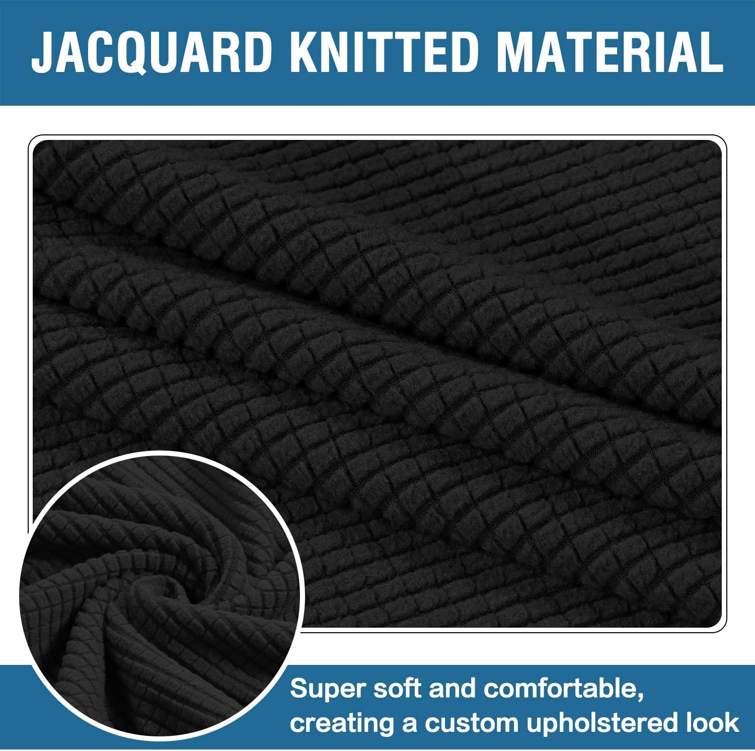 DKSLIPGO Fundas otomanas cuadradas de jacquard, fundas otomanas, protector de taburete de almacenamiento plegable, parte inferior elástica, elástico