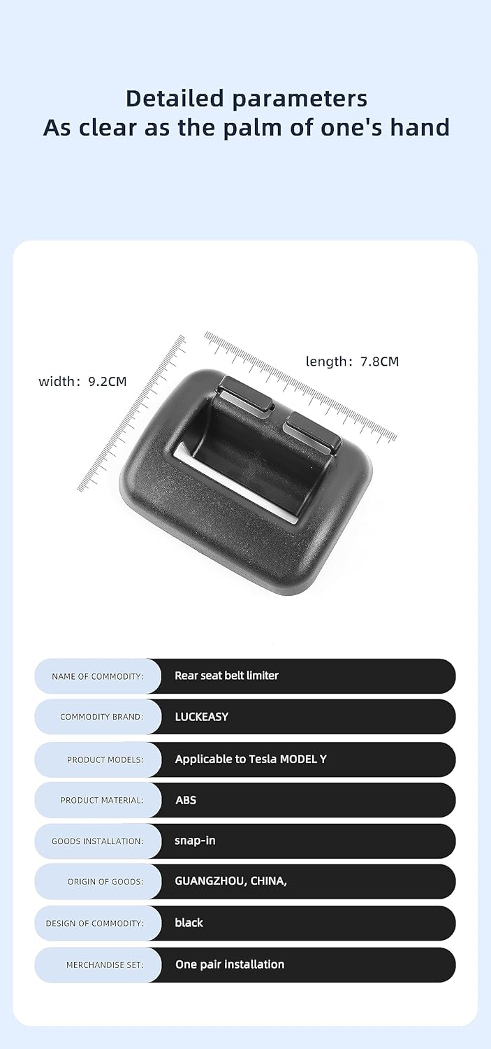 LUCKEASY Limitador de soporte de guía para cinturón de seguridad trasero para Tesla Modelo Y 2021-2023 Modificación interior automotriz negro 2