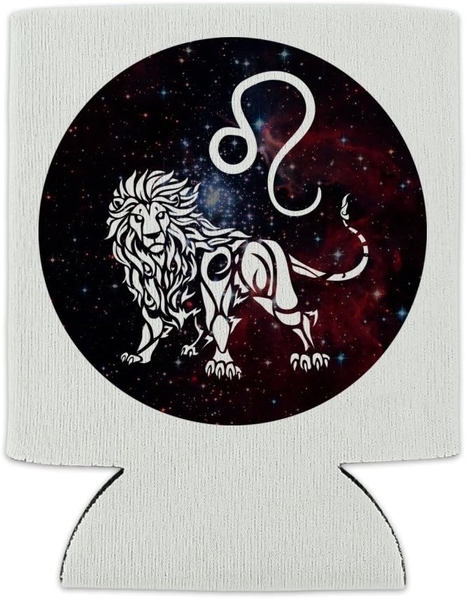 Leo Lion Horóscopo con signo del zodiaco en el espacio – Enfriador de latas – Funda aislante plegable para bebidas – Soporte aislado para bebidas