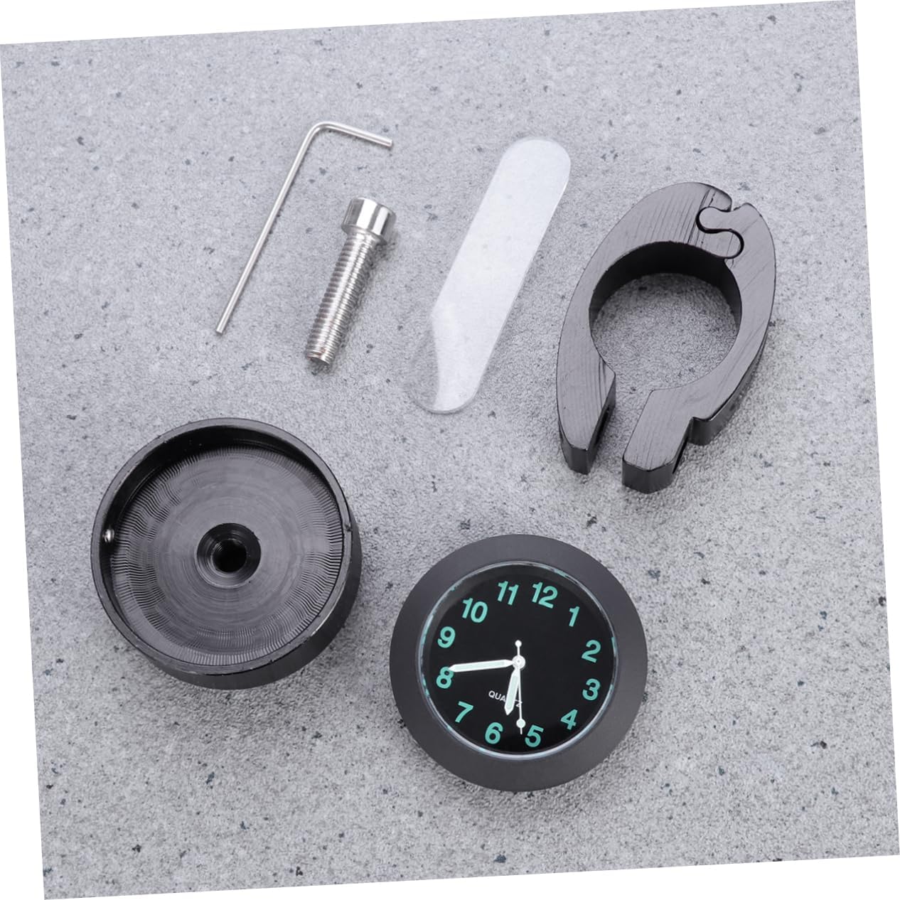 SUPVOX Accesorios para reloj de motocicleta, esfera negra con manecillas que brillan en la oscuridad, se adapta a manillares de 78 y 1 pulgada