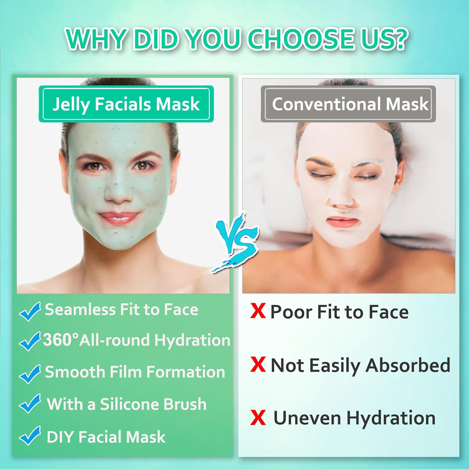Máscara de gelatina en polvo para faciales, máscaras de gelatina de aloe vera para profesionales faciales, máscara facial de gelatina, hidratante,