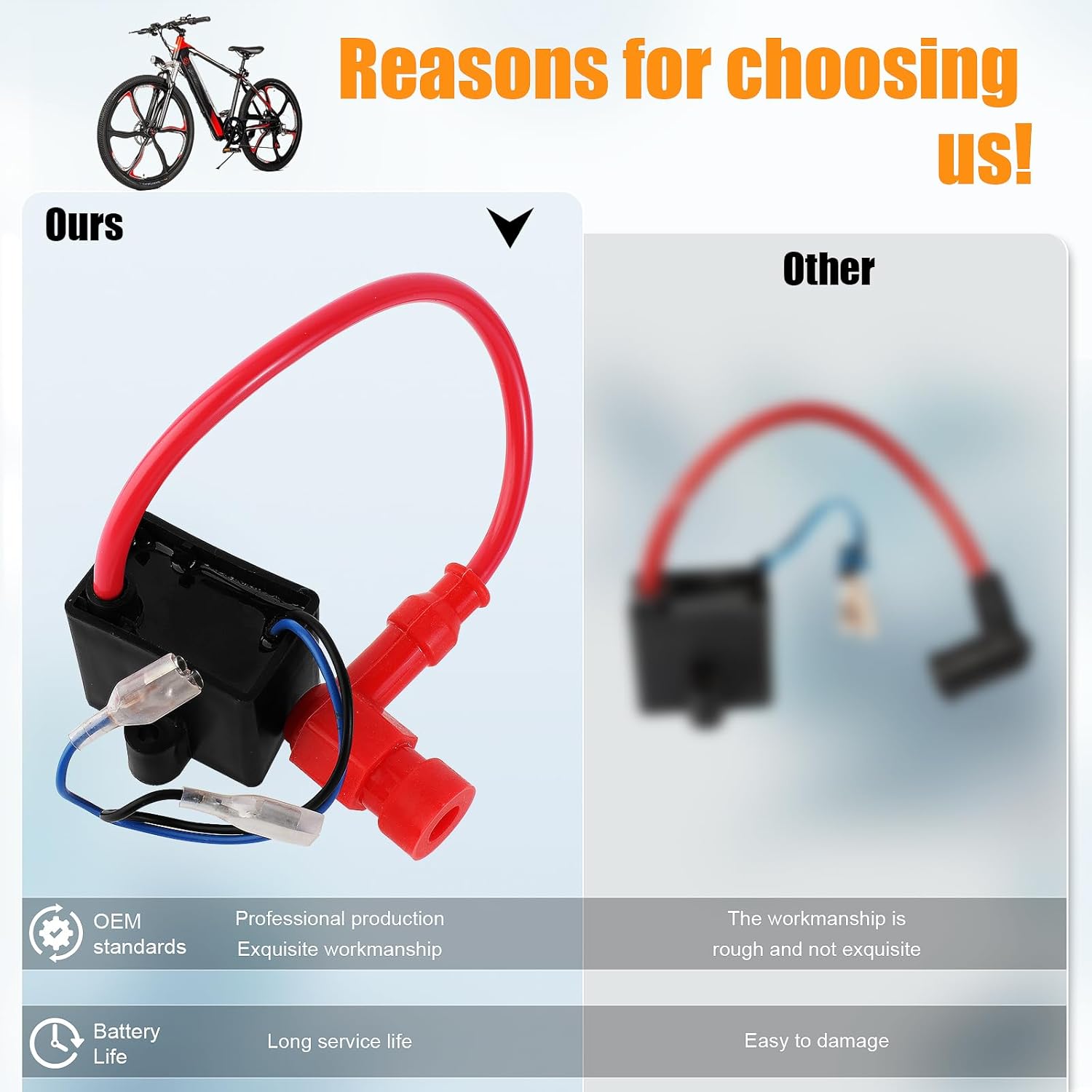 QAZAKY Bobina de encendido CDI de alto rendimiento compatible con 49cc – 50cc 60cc 66cc 80cc motor motor de 2 tiempos bicicleta motorizada con