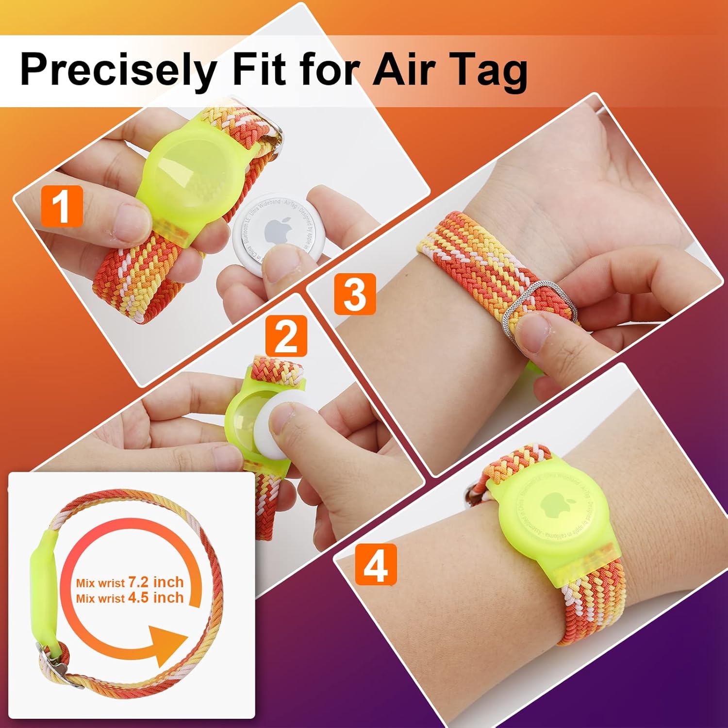 Yizhet Pulsera compatible con Airtag, pulsera ajustable para Airtag, correa de reloj Airtag suave para niños, adolescentes y ancianos