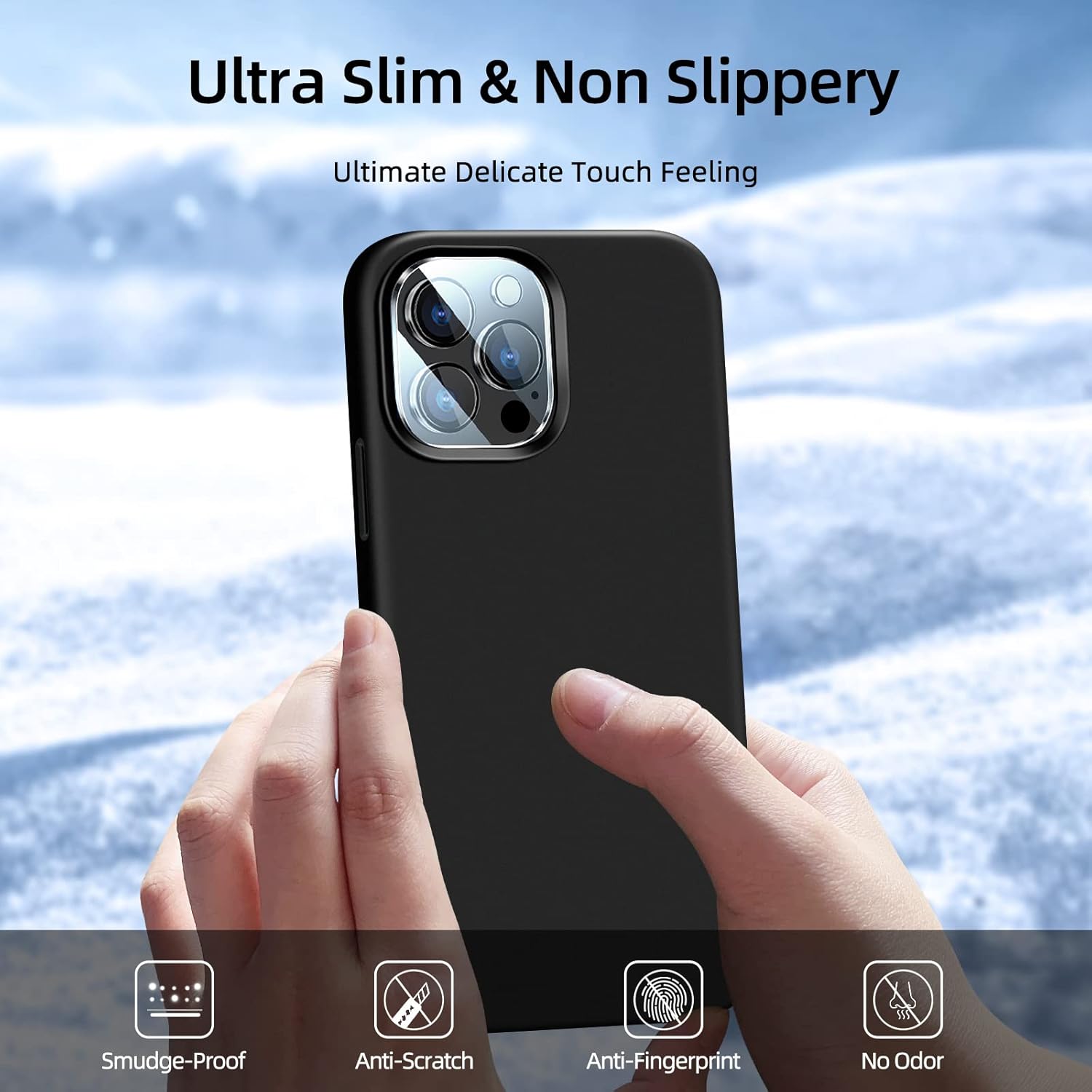 Dssairo Funda 5 en 1 para iPhone 14 Pro 6.1, con 2 protectores de pantalla + 2 protectores de lente de cámara, funda protectora de silicona líquida