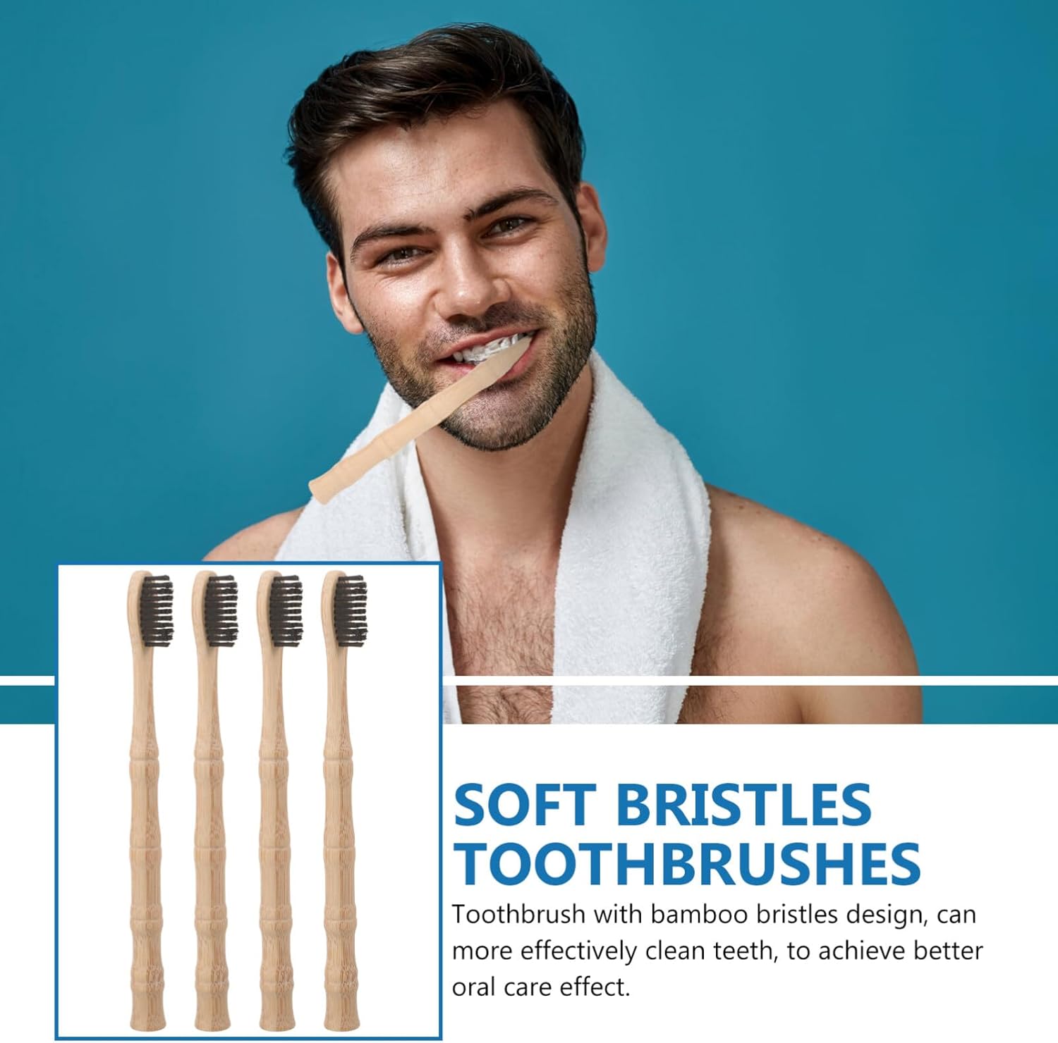 Lurrose 4pcs Toothbrush Bamboo Tooth Brush Household Teeth Brush Soft bristles Tooth Brush Convenient Tooth Brush Teeth Travel aldult Yangzhou