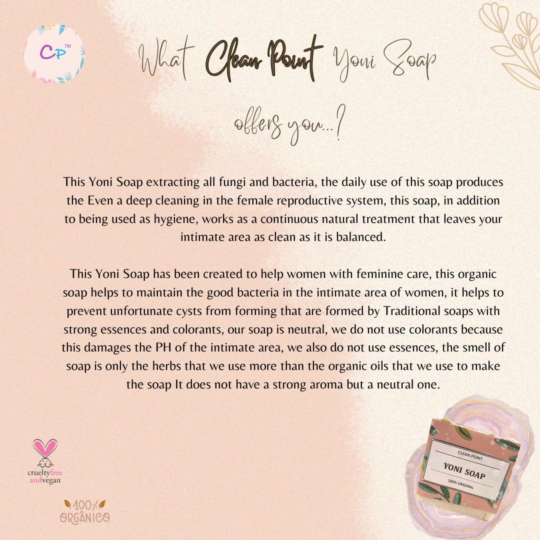 1 PCS Yoni Soap Bars for Women, (3.5 oz) Clean Point Solid Herbal Feminine Bar Herbal, 100% OriginalOEM100% Handmade Natural Yoni Bar PH Balanced &