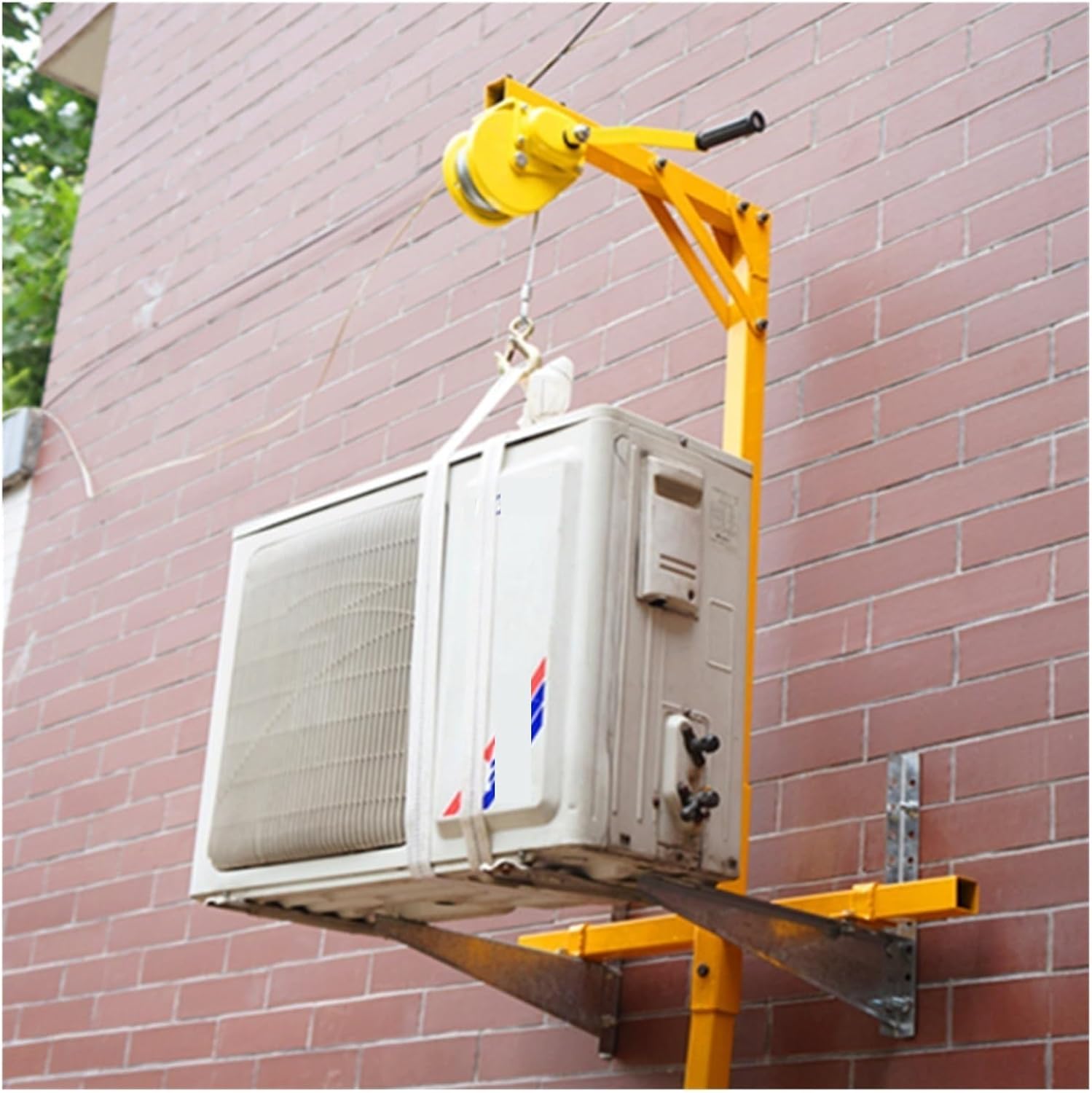 Herramienta de elevación para aire acondicionado al aire libre, grúa de elevación Torno de mano Autobloqueo Instalación Soporte de aire