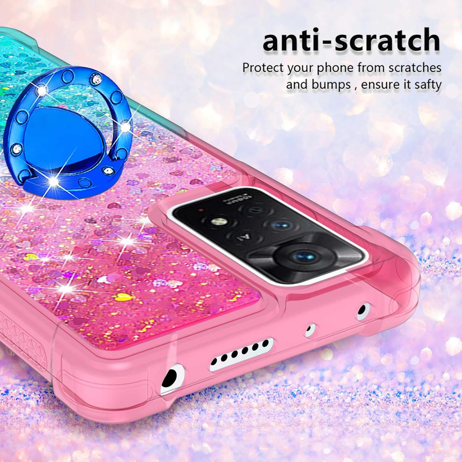 Monwutong Funda de teléfono para Xiaomi Redmi Note 11 Pro 5G4G, brillante efecto arena movediza TPU parachoques con cuatro esquinas cubierta de