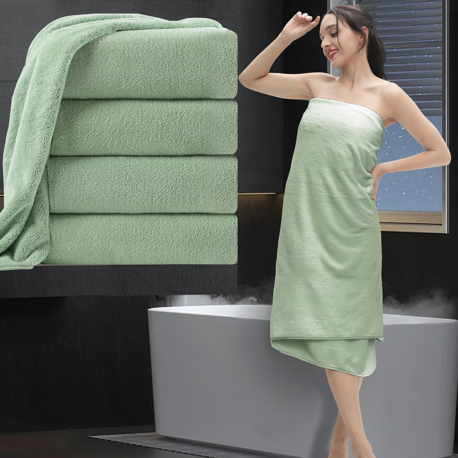 Toalla de baño, toalla de baño de gran tamaño (35 x 70 pulgadas), paquete de 4 toallas de baño extra grandes de 700 GSM, juego de toallas de baño