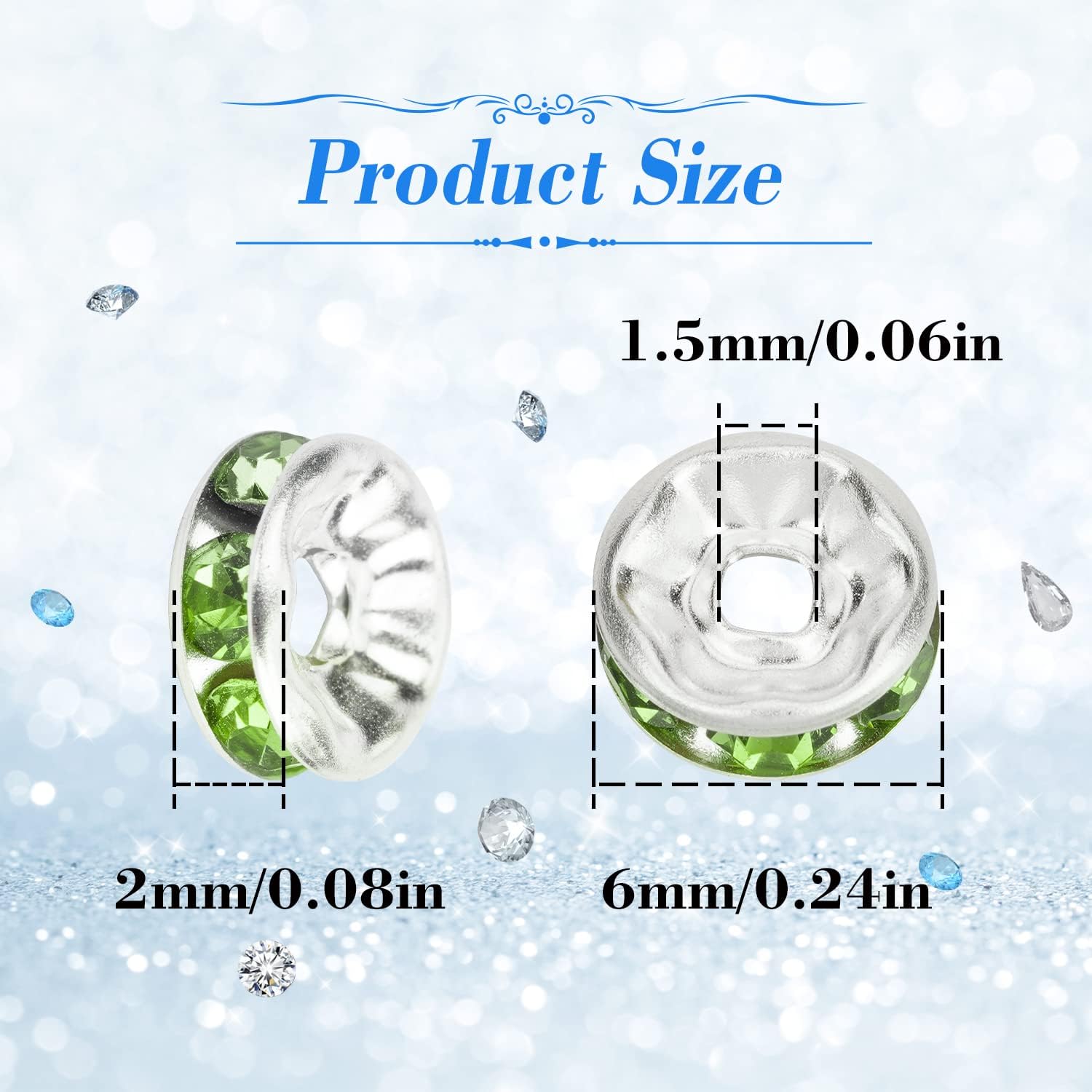800 cuentas espaciadoras redondas de diamantes de imitación de 0.236 pulgadas, cuentas de cristal de cristal, cuentas espaciadoras para hacer