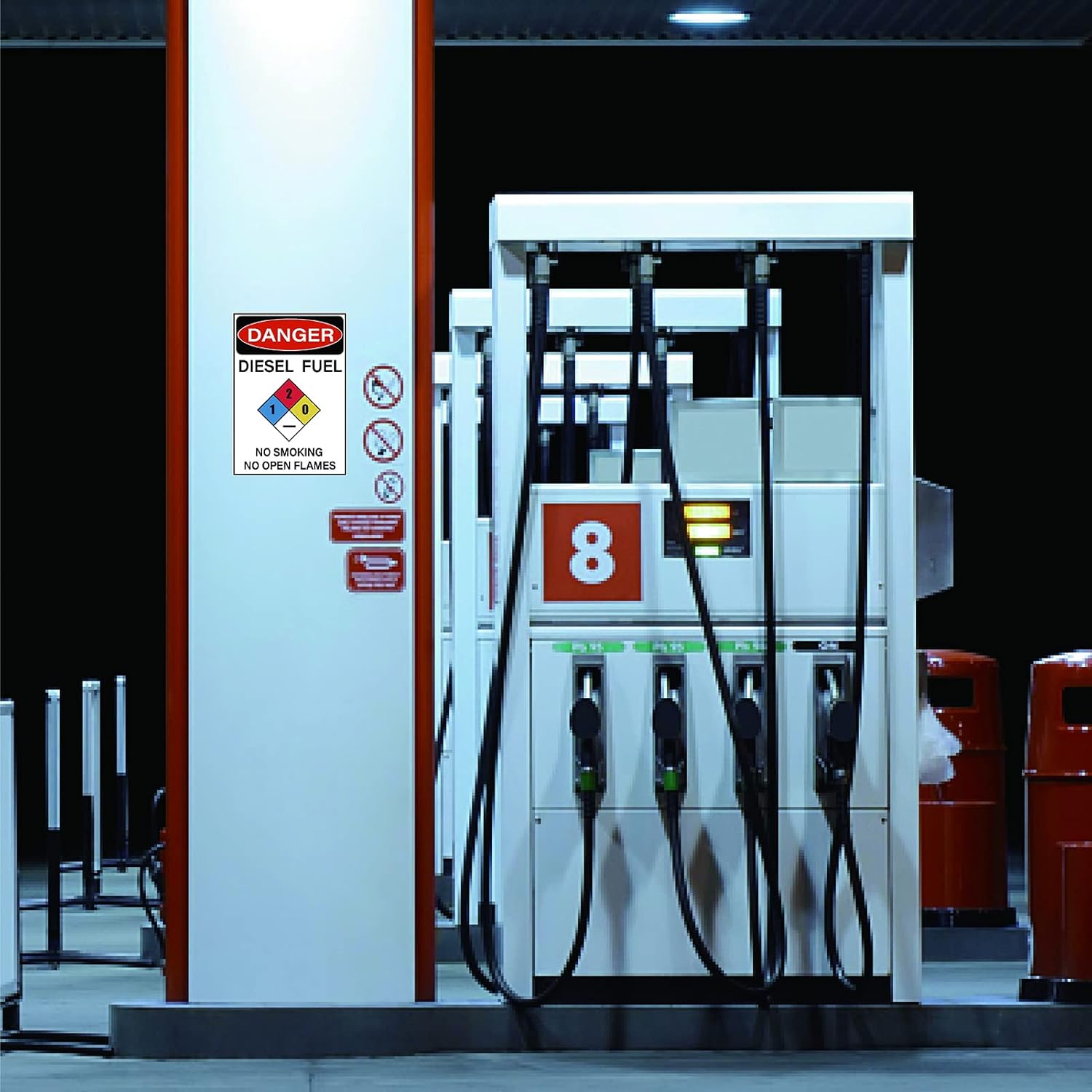 CRASPIRE Danger – Calcomanías de combustible diésel, paquete de 5 calcomanías de peligro de combustible diésel, no fumar y no llamas abiertas, 7 x
