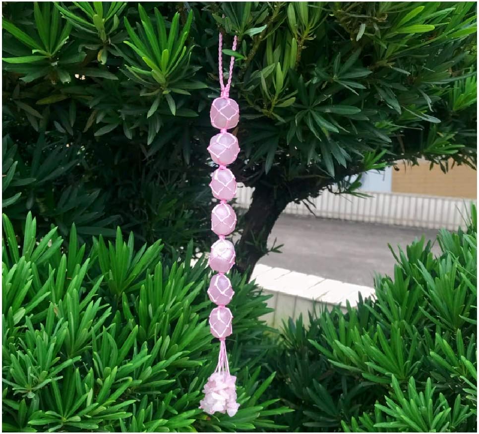 Adornos colgantes de cuarzo rosa de cristal natural hechos a mano para decoración del hogar, adorno de Feng Shui, adorno de yoga, meditación,