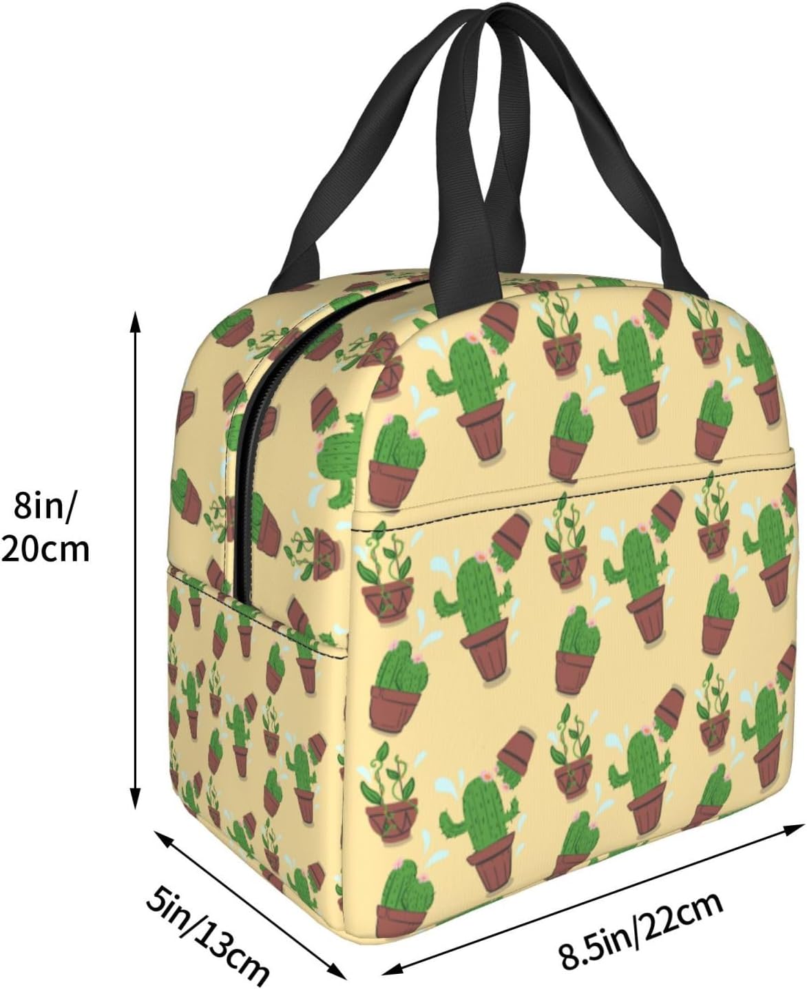 Lonchera con diseño de cactus para mujeres y hombres, con aislamiento, reutilizable, organizador de almuerzo, impermeable, bolsa de mano refrigerante