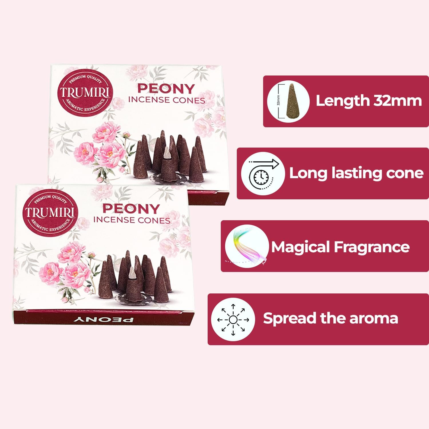 Conos de incienso de peonía  Total de 20 conos de incienso  Paquete doble de 10 conos de insencia  Conos de incienso perfumados  aromas de incienso
