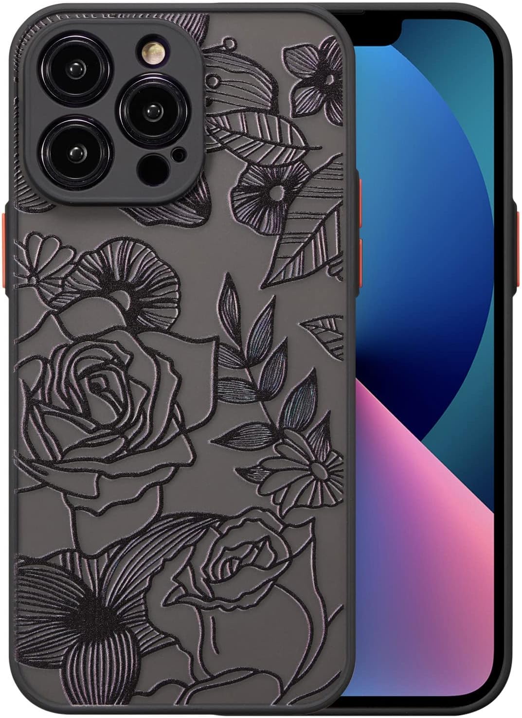 XIZYO Funda para iPhone 13 Pro Max de 6.7 pulgadas, diseño de estampado floral de rosas para niñas y mujeres, funda protectora de TPU a prueba de