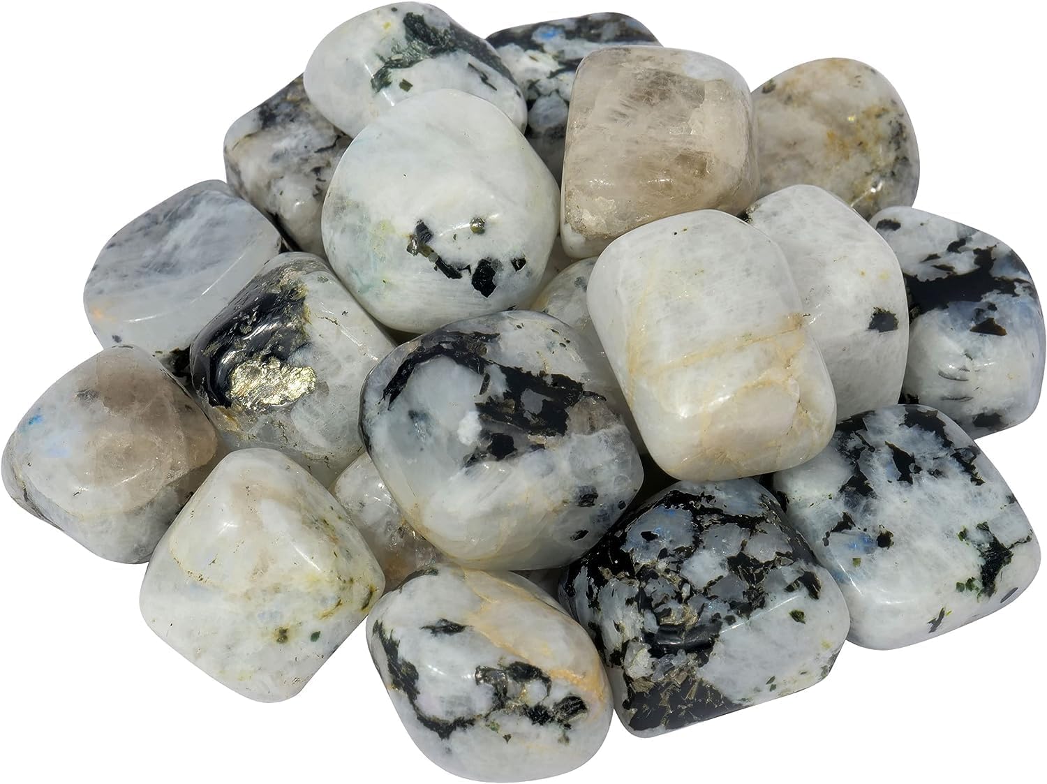 Piedra lunar arcoíris para secadora – Cristales curativos de chakras – Piedras lisas – Esenciales de piedra – Rocas y cristales – Piedras pulidas