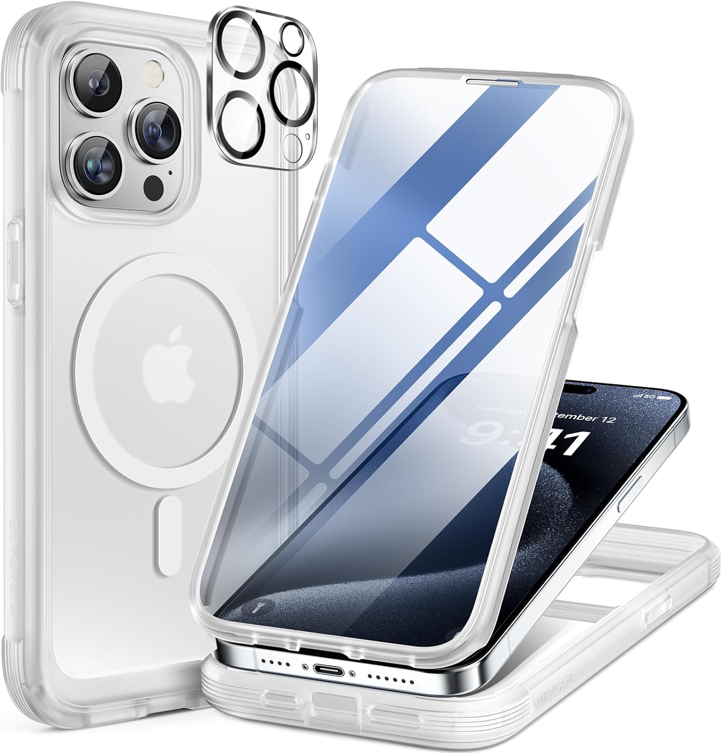 Miracase Funda magnética para iPhone 15 Pro Max de 6.7 pulgadas compatible con Magsafe Funda de cuerpo completo a prueba de caídas para iPhone 15