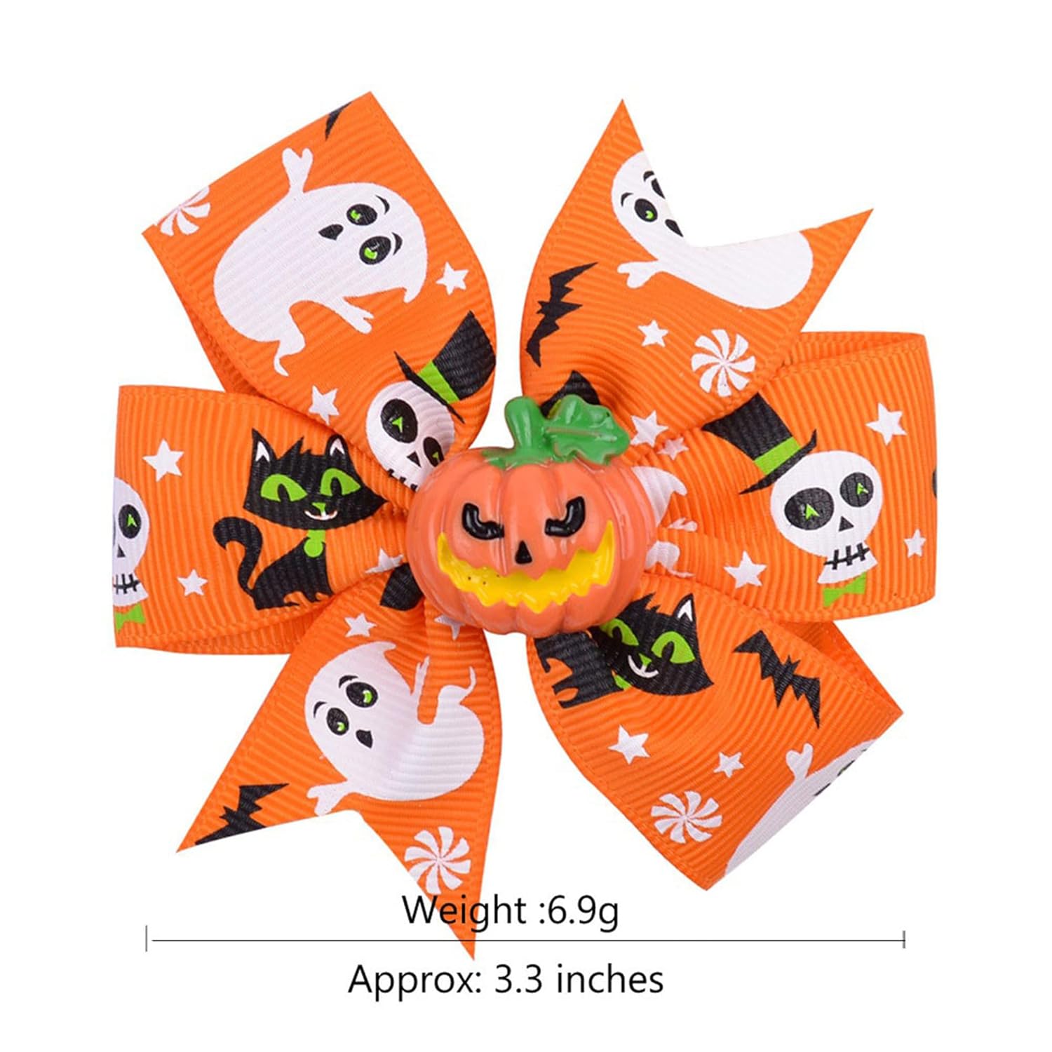 Lazo para el pelo de Halloween, calabaza, murciélago, araña, fantasma, horquilla para fiesta de Halloween, accesorios para el cabello (naranja)