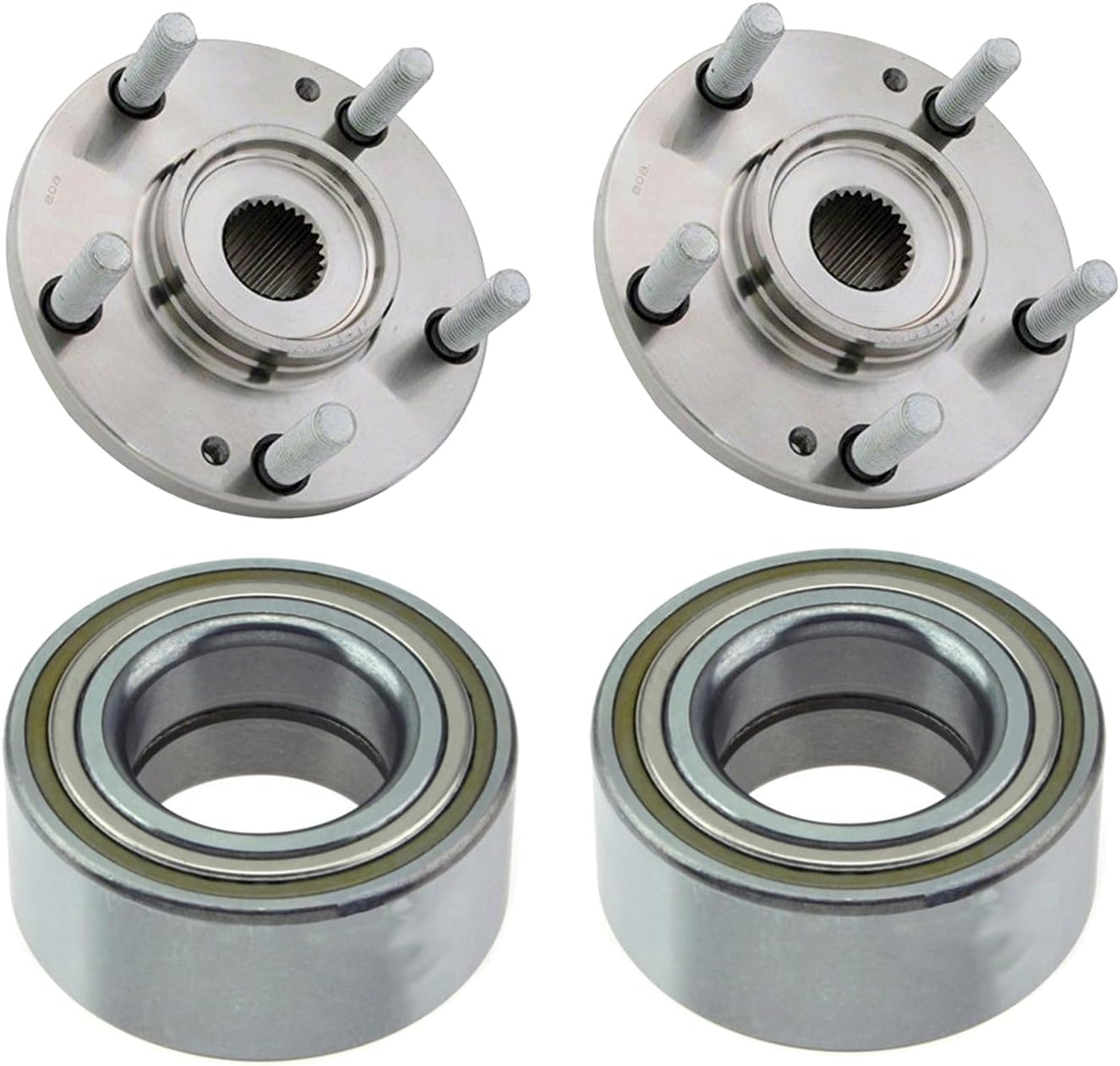 Juego de buje de rueda delantera, rodamiento y sello de 4 piezas para Hyundai Tiburon XG350 XG300 2.7L 3.0L 3.5L 2001-2008