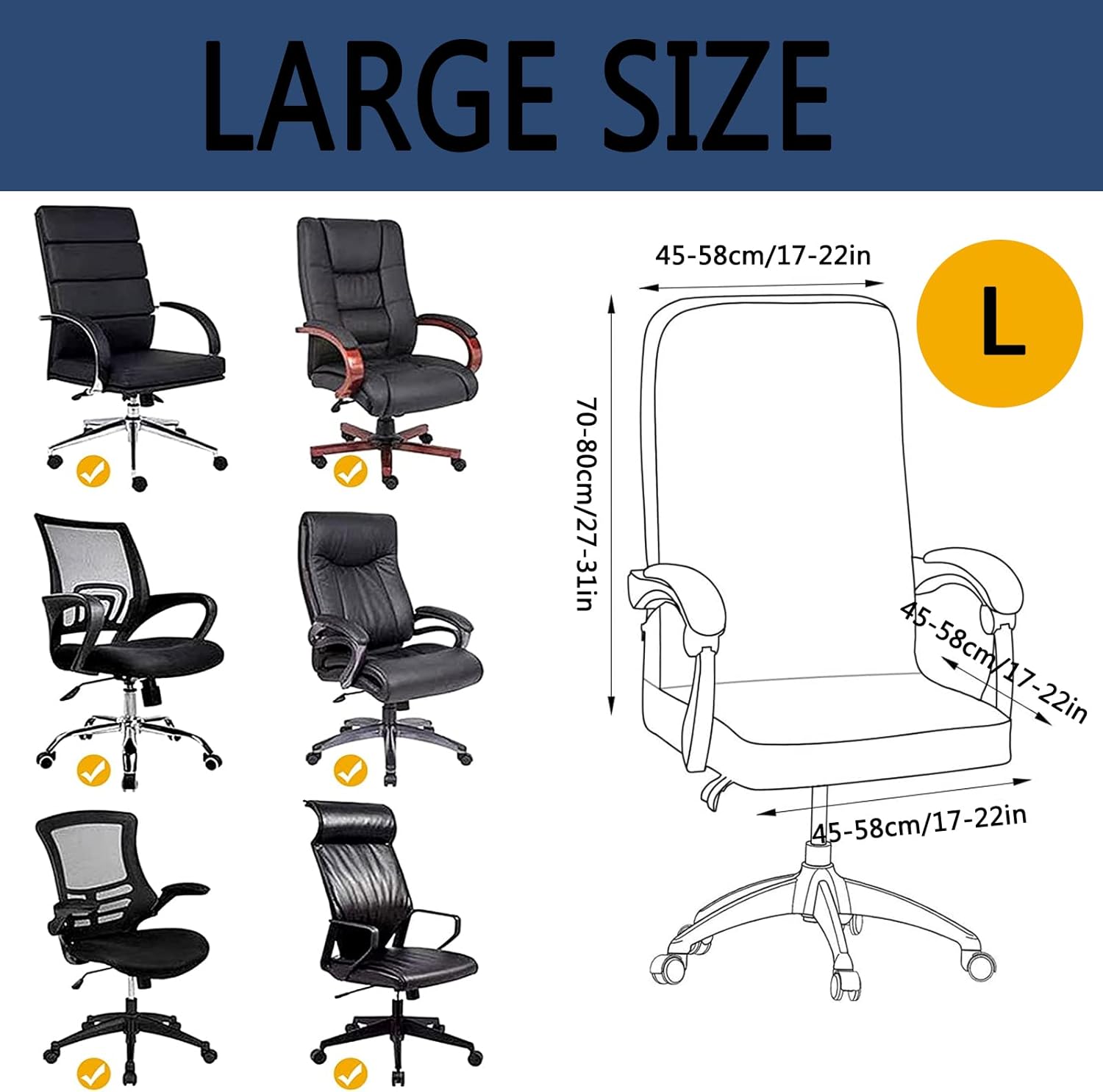 HAOYONG Fundas elásticas para sillas de oficina, fundas suaves para silla de escritorio, fundas para silla de jefe, fundas universales para silla