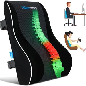 Almohada de apoyo lumbar para silla de oficina, almohada lumbar de coche, alivio del dolor de espalda de espuma viscoelástica con funda de malla 3D, Almohada de apoyo lumbar para silla de oficina, almohada lumbar de coche, alivio del dolor de espalda de espuma viscoelástica con funda de malla 3D,