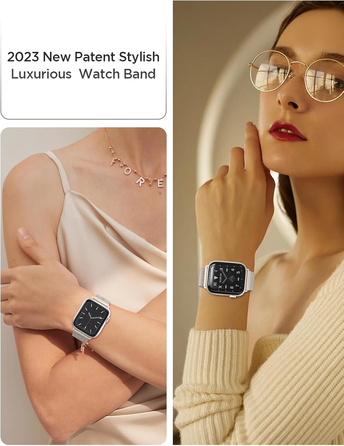 Correas de patente compatibles con Apple Watch Series 9, 8, 7, 6, 5, 4, 3, Ultra 2, 1, SE de 1.929 in, 1.772 in, 1.732 in, 1.654 in, 1.614 in, 1.575