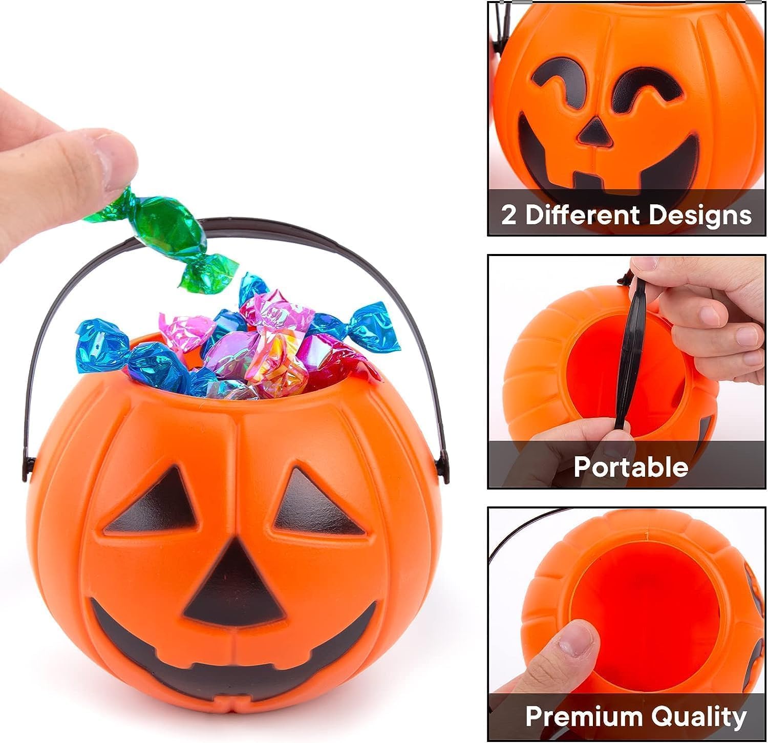 2 cubos de calabaza de Halloween, cubos portátiles de caramelo de calabaza, dulce o truco, cubo de caramelo de calabaza, regalo de calabaza, adorno