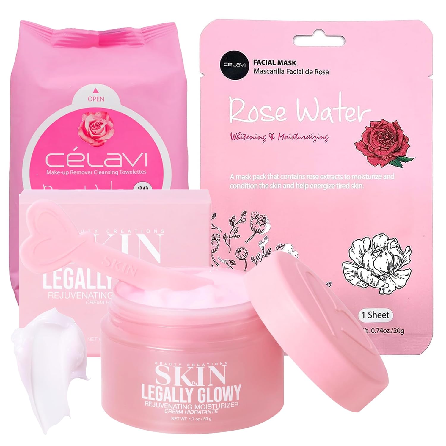 Paquete de 3 creaciones de belleza veganas coreanas para el cuidado de la piel hidratante rejuvenecedor legalmente brillante, toallitas limpiadoras