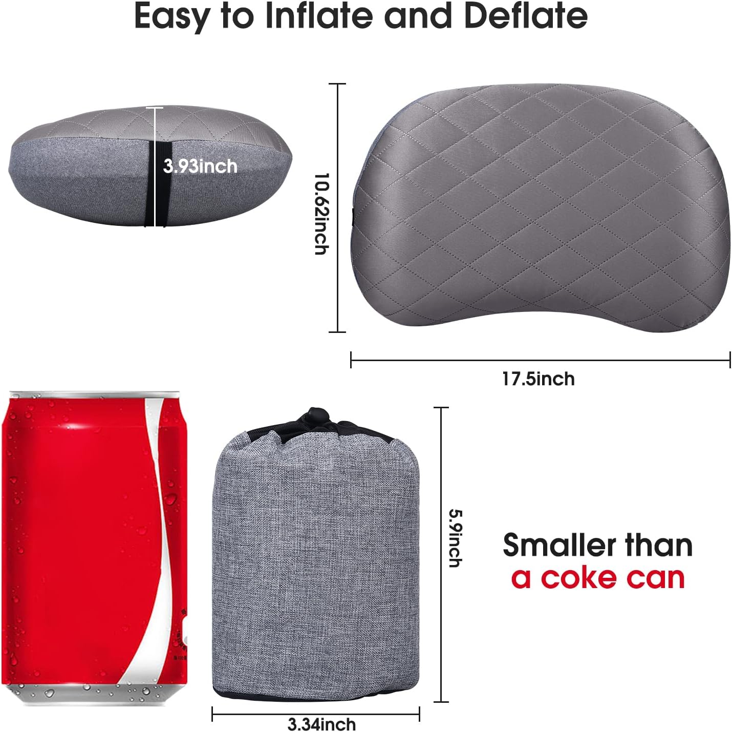Almohada inflable para acampar con funda extraíble, almohadas de campamento ultraligeras comprimibles para dormir, mochileros, senderismo, playa,