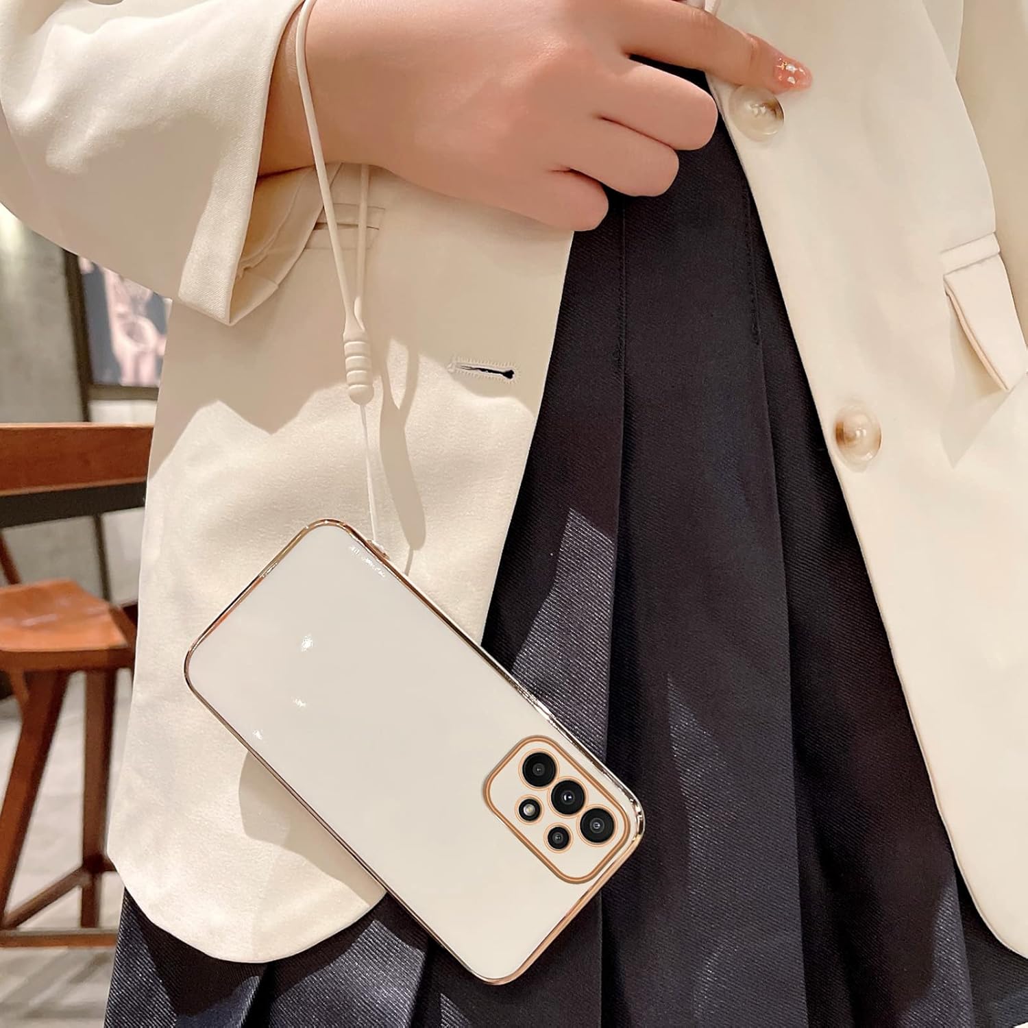 Funda para Galaxy A23 5G, Samsung A23 5G (no para A23 5G UW) para mujeres galvanoplastia, bonita estética de lujo, moderna, bonita, protección