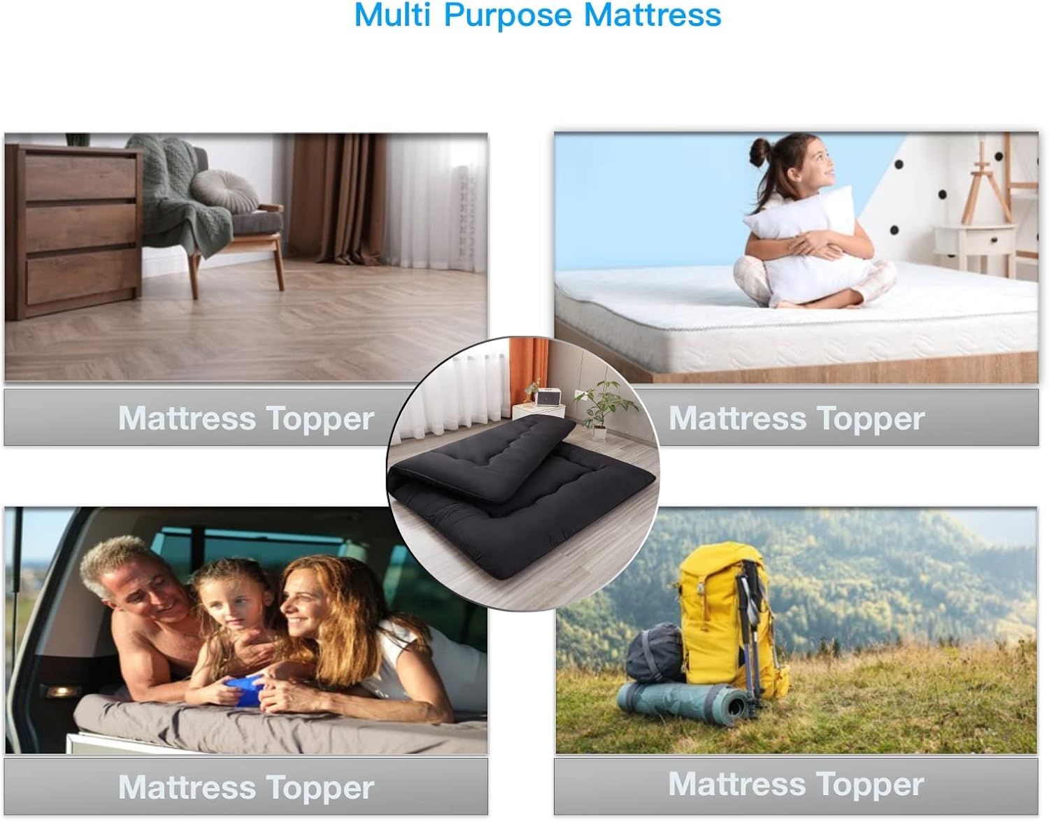 Colchón japonés de suelo futón, tapete grueso de tatami para dormir, colchón plegable enrollable para niños y niñas, protector de colchón para