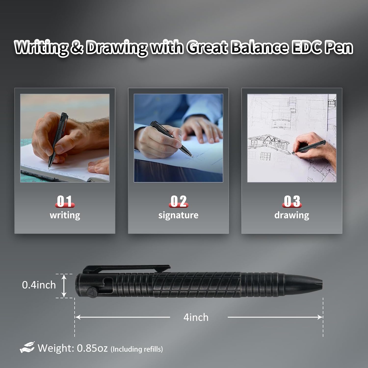 TITANER Bolígrafo EDC de 4 pulgadas, mini bolígrafo de metal de bolsillo de titanio, bolígrafo retráctil recargable de tinta para hombres y mujeres