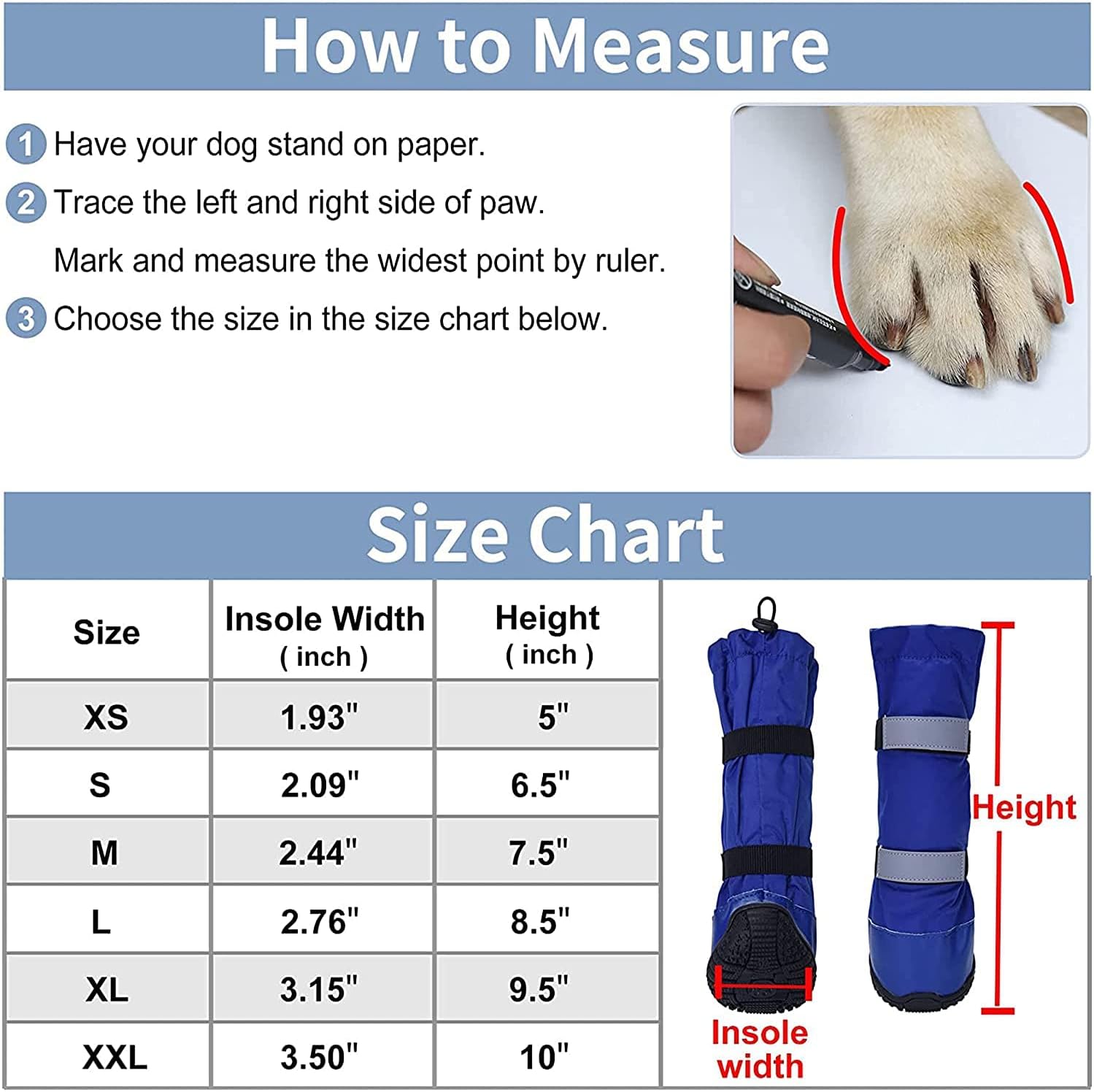 Botas de exterior para perros, zapatos de invierno para perros antideslizantes para la nieve y la lluvia