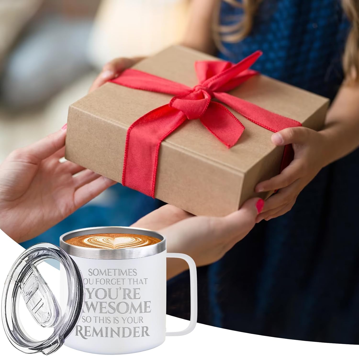 ELEGANTPARK Regalos inspiradores para mujeres, taza de café con texto en inglés Sometimes You Forget You’re Awesome Coffee, regalos de