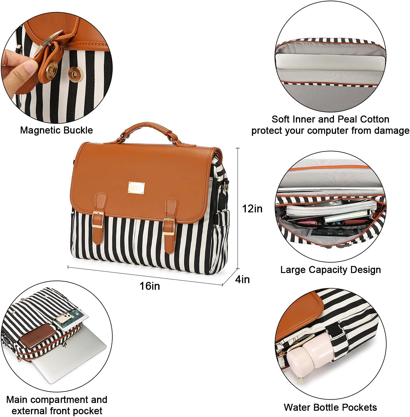 LOVEVOOK Bolsa para laptop para mujer, bolsa de computadora de gran capacidad, bonita bolsa de mensajero de hombro, bolsas de trabajo de negocios,