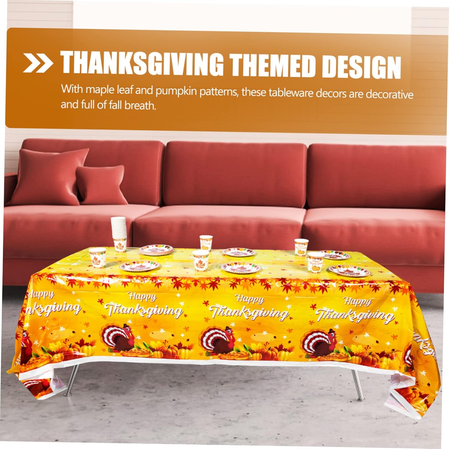 LALAFINA 4 Sets Holiday Decorations Pumpkin Table Cover Maple Leaves Drinking Cup Autumn Fall Leaf Table Cover Fall Pumpkin Decor Ocean Decorations
