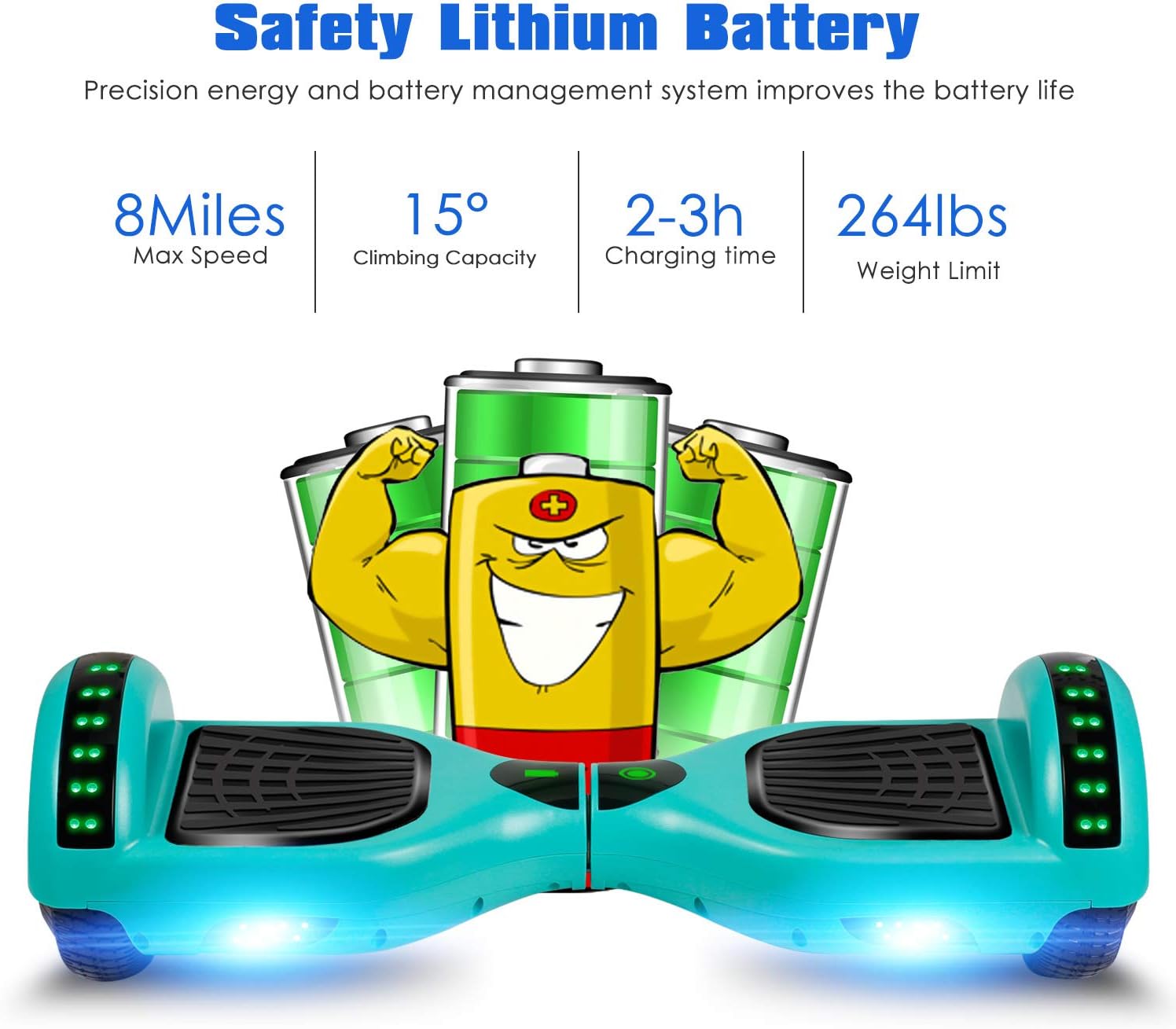 LIEAGLE Hoverboard, 6.5 “auto equilibrio Scooter Hover Board con ruedas Bluetooth luces LED para niños adultos