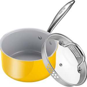 Sartén antiadherente de 2 cuartos de galón con tapa, cacerola de cerámica, olla pequeña no tóxica, sin PTFE ni PFOA, apta para horno y compatible Sartén antiadherente de 2 cuartos de galón con tapa, cacerola de cerámica, olla pequeña no tóxica, sin PTFE ni PFOA, apta para horno y compatible