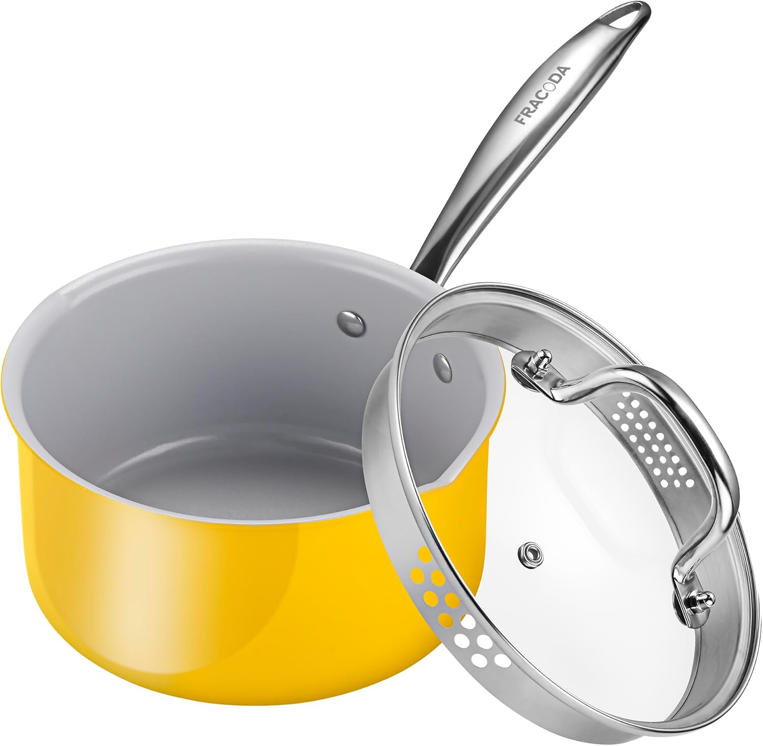 Sartén antiadherente de 2 cuartos de galón con tapa, cacerola de cerámica, olla pequeña no tóxica, sin PTFE ni PFOA, apta para horno y compatible
