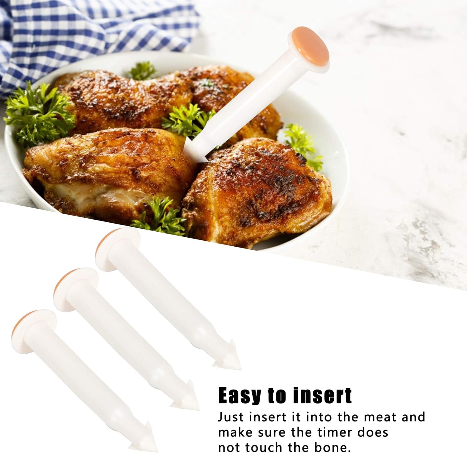 Termómetro de pollo asado, 20 unidades, termómetro de aves de corral, pollo asado, desechable, cocina, pavo, pollo, carne de res, temporizador de
