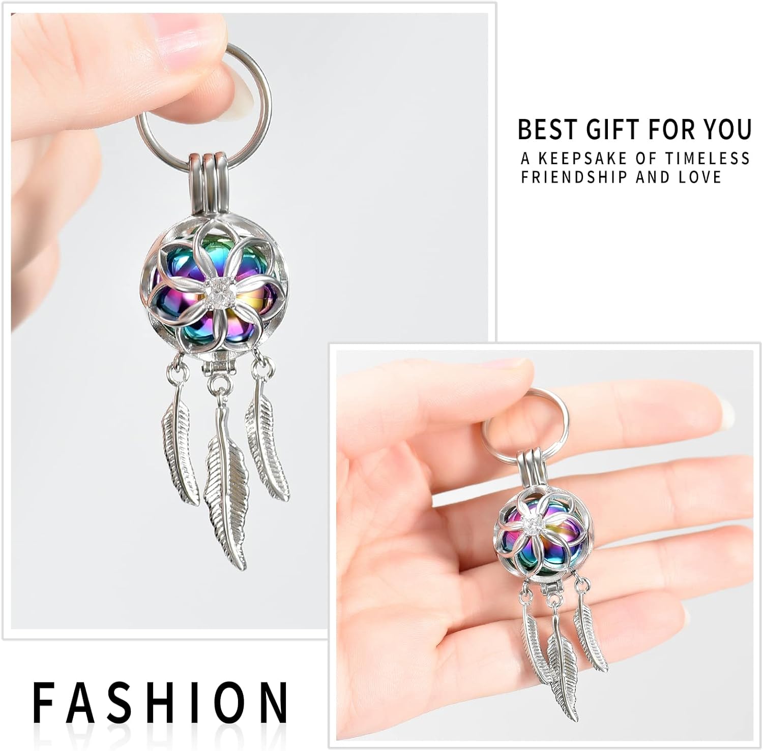 shajwo Joyería de cremación atrapasueños urna llavero para cenizas para mujeres y hombres Memorial Angel Wing Human Pet Ashes Pendant