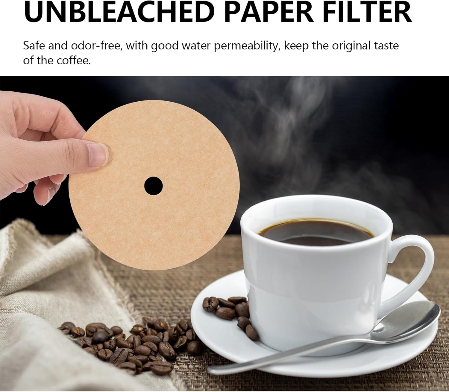 400 filtros de café percolador sin blanquear, filtro de papel de café desechable de 3.75 pulgadas con agujero, filtros de café de disco para