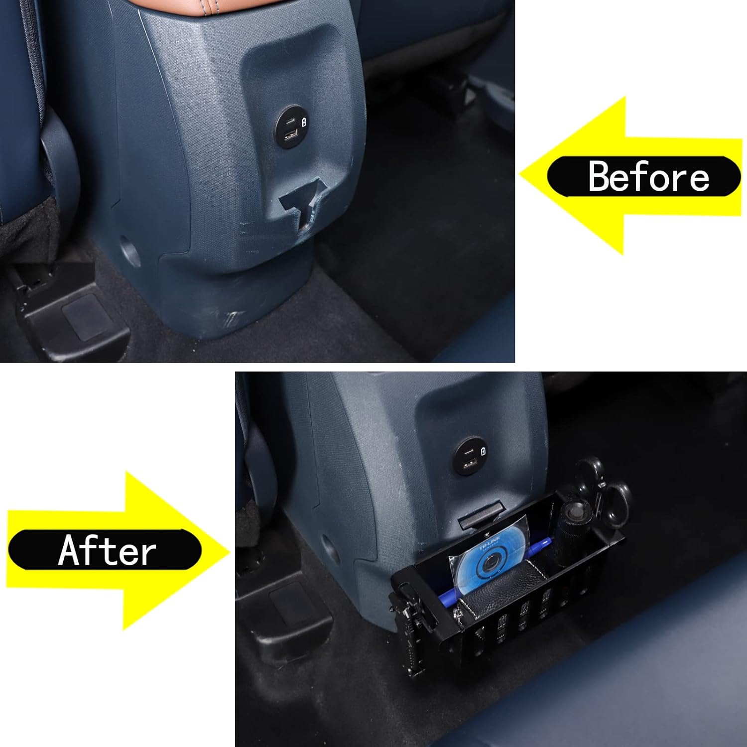 Organizador expansor de asiento trasero de automóvil compatible con Ford Maverick 2022-2024 asiento de automóvil de aluminio para consola trasera,