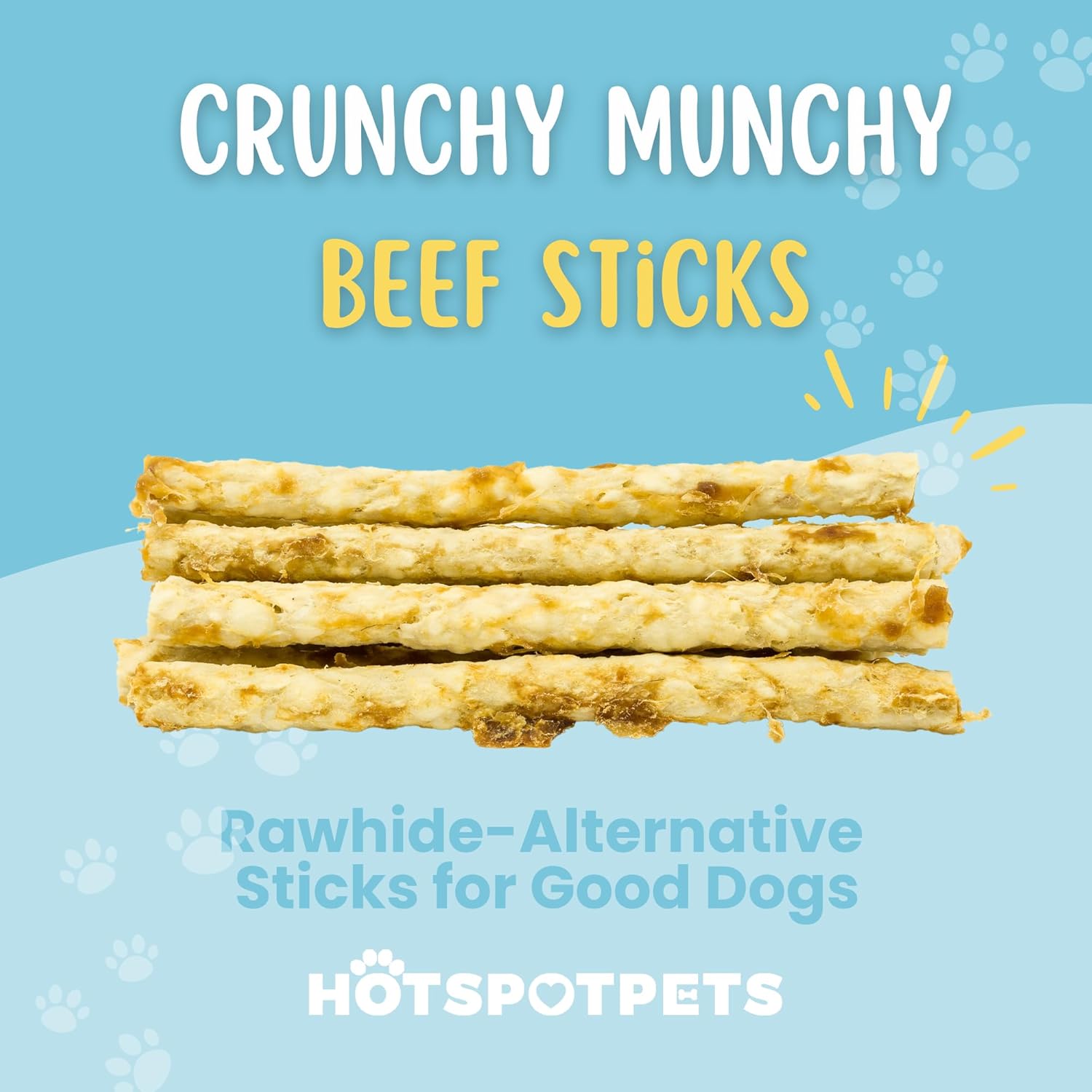 hotspot pets Palitos de carne alternativos de cuero crudo natural para perros (paquete de 10) golosinas masticables digeribles para perros, ideales