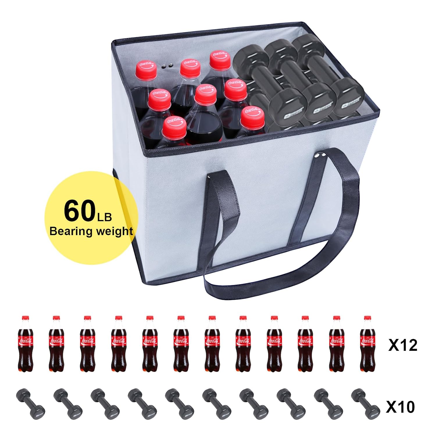 MUS – Bolsas de compras plegables para comestibles con parte inferior y asas reforzadas, 5 bolsas reutilizables para comestibles