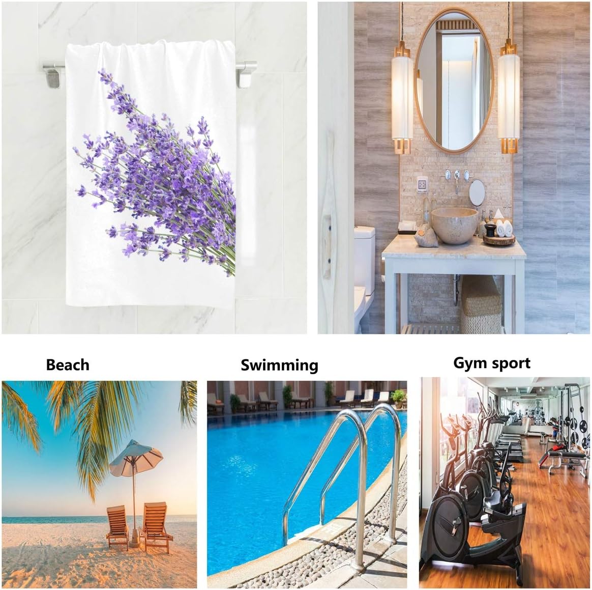 Toallas de mano con flores de lavanda moradas, toallas de baño, toallas de baño florales, toallas de baño con punta de los dedos, toalla de cocina,